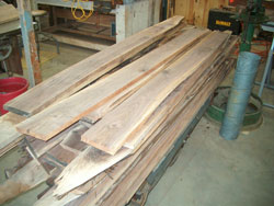 Milled walnut boards.